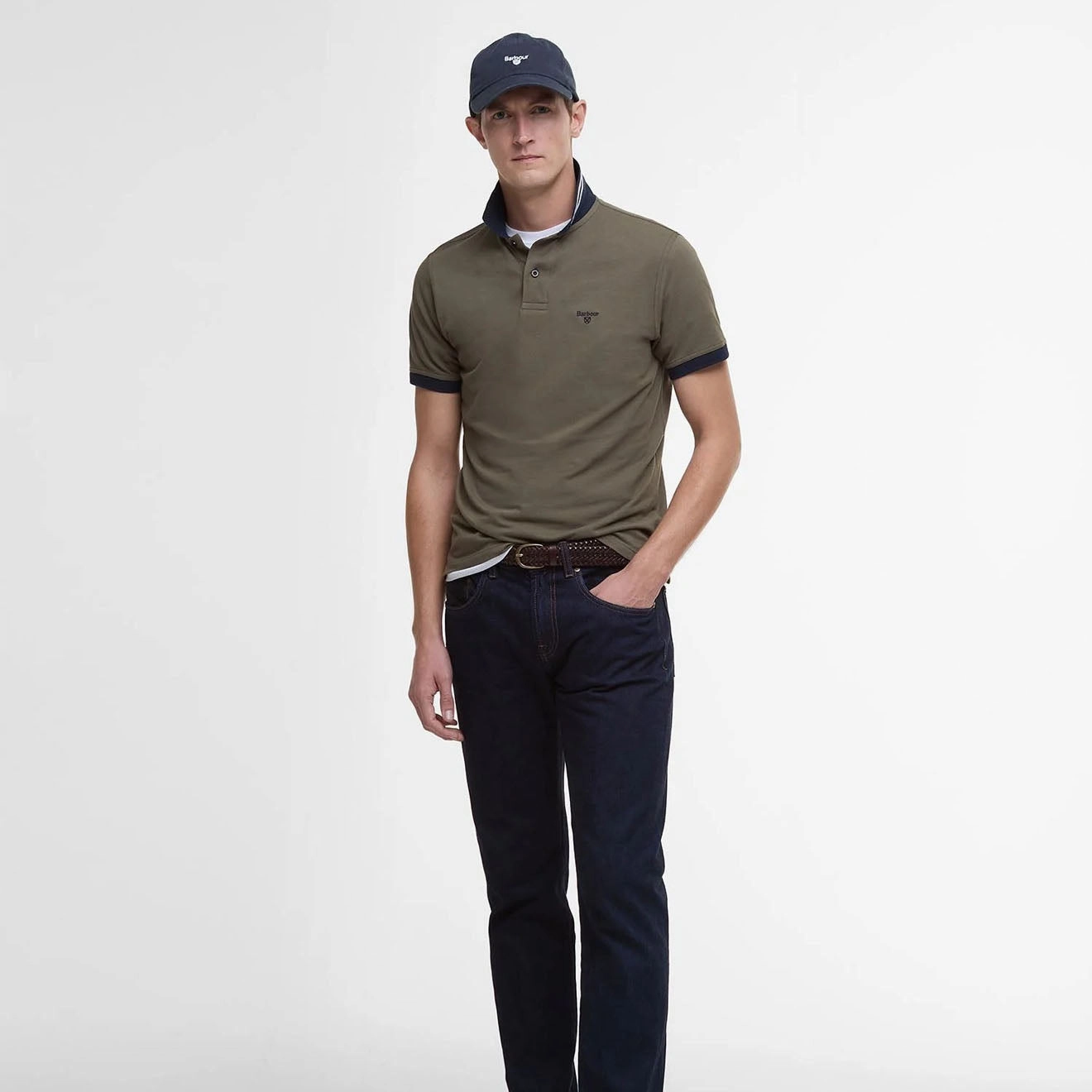 Barbour Lynmouth Tipped Tailored Fit Polo Shirt Uniform Green