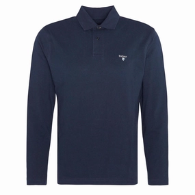 Barbour Original Sports Tailored L/S Polo Shirt Navy mens t-shirts outlet