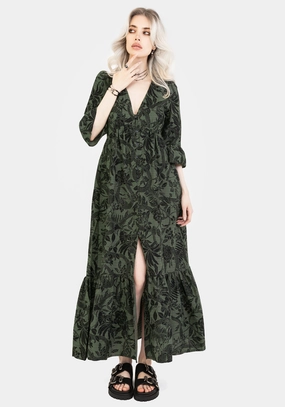 Bashe Cotton Maxi Over Dress - Green Dresses Womens - wedding guest outfits