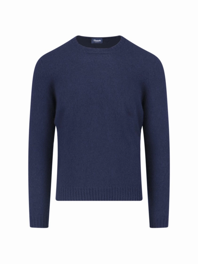 Basic Sweater In Blue Wool Navy Tone designer sweaters outlet