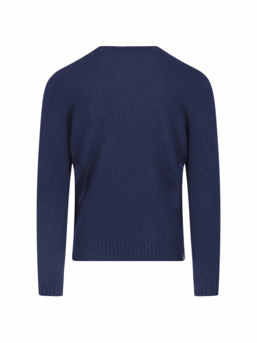 Basic Sweater In Blue Wool Navy Tone