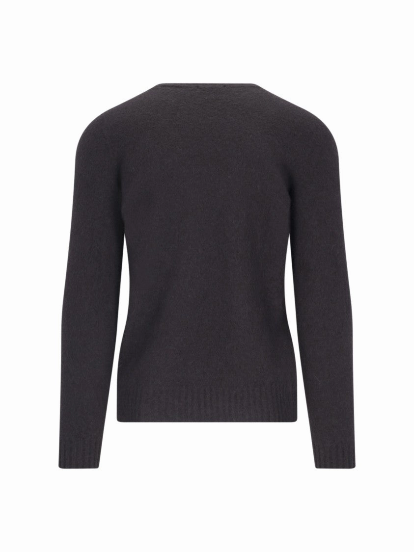 Basic Sweater In Brown Wool Dark Shade