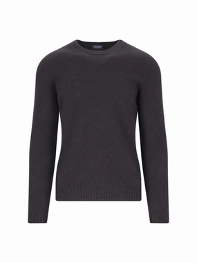 Basic Sweater In Brown Wool Dark Shade designer sweaters outlet