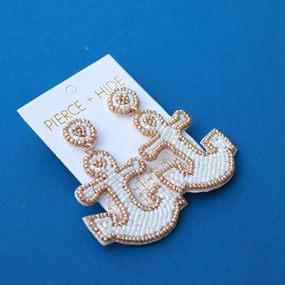 Beaded Anchor Earring - White summer dresses best deals