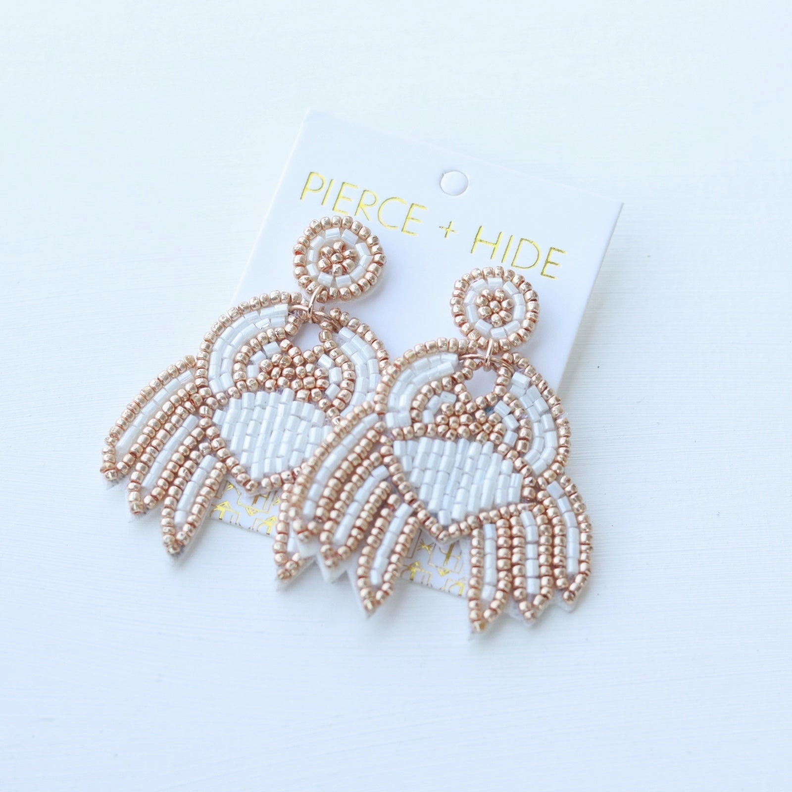 Beaded Crab Earring - White