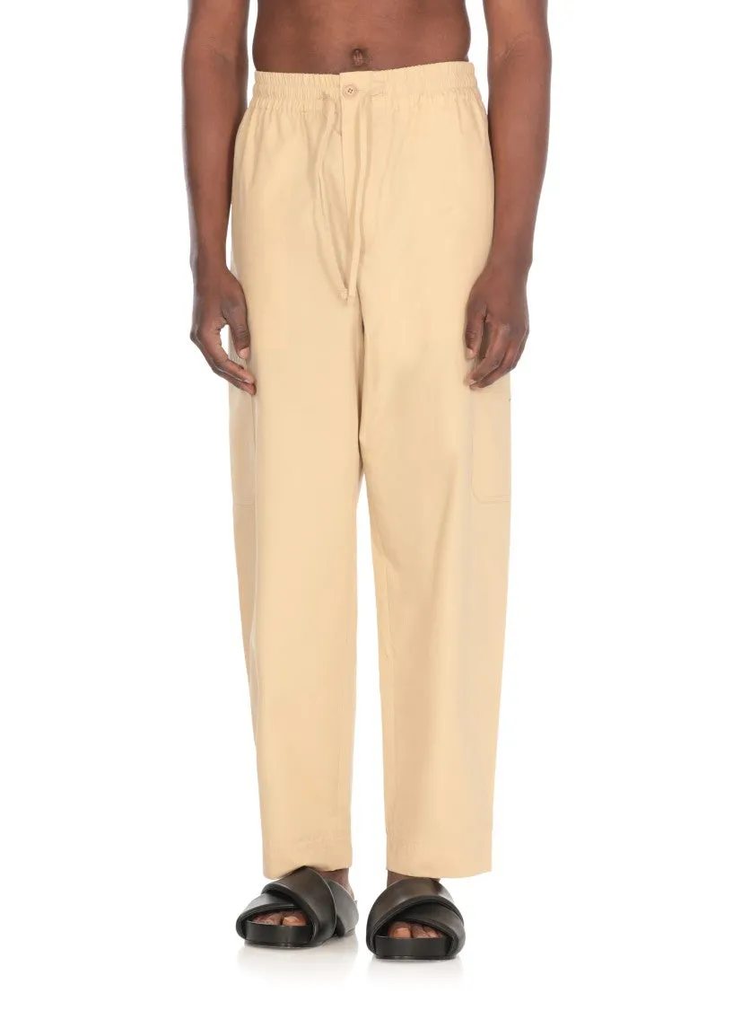 Beige Cargo Cotton Pants