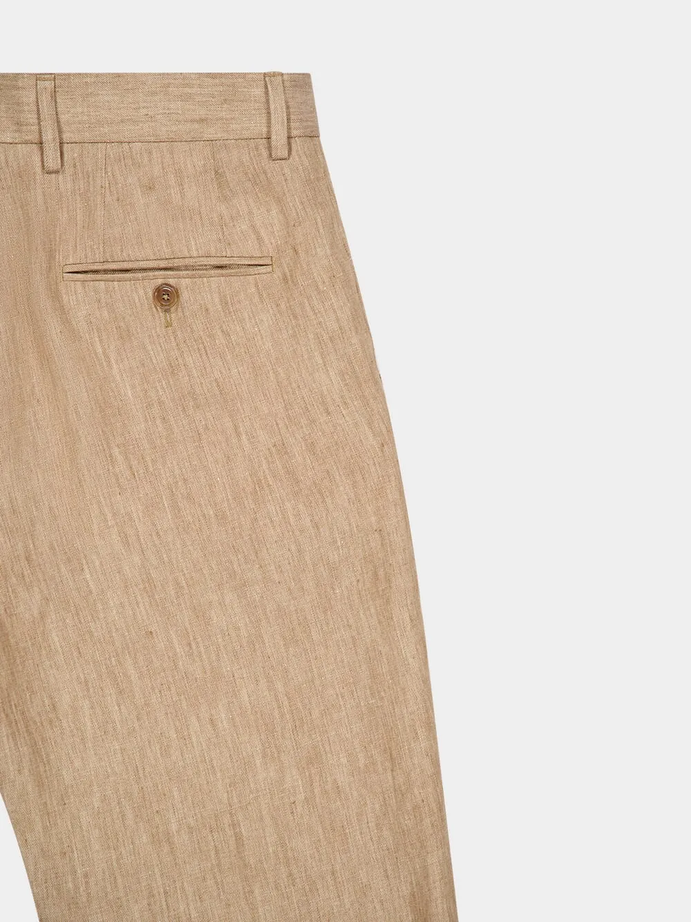 Beige Classic Linen Pants