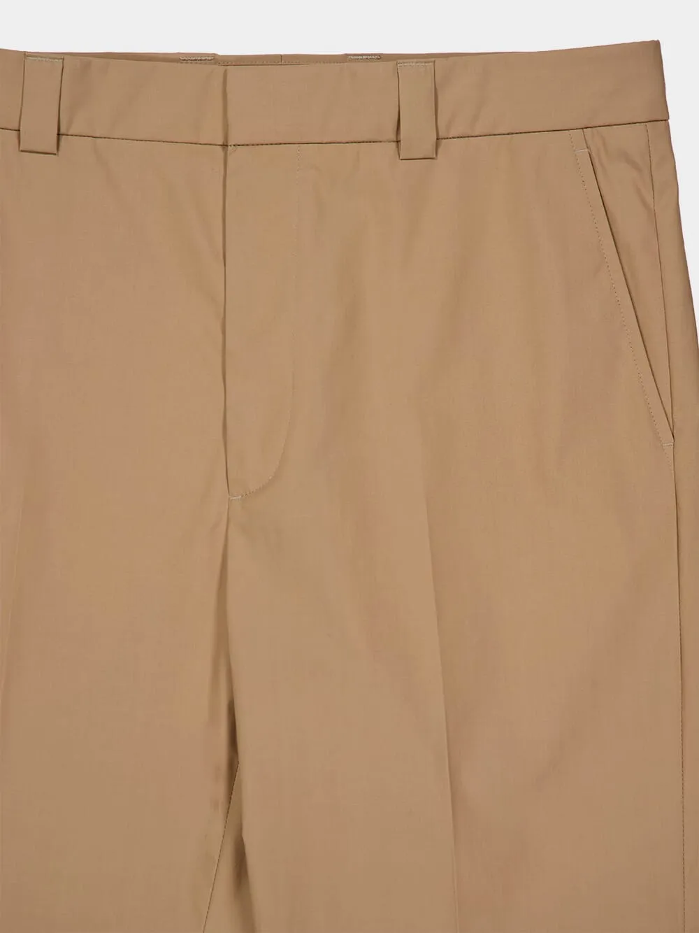 Beige Cotton Poplin Pants
