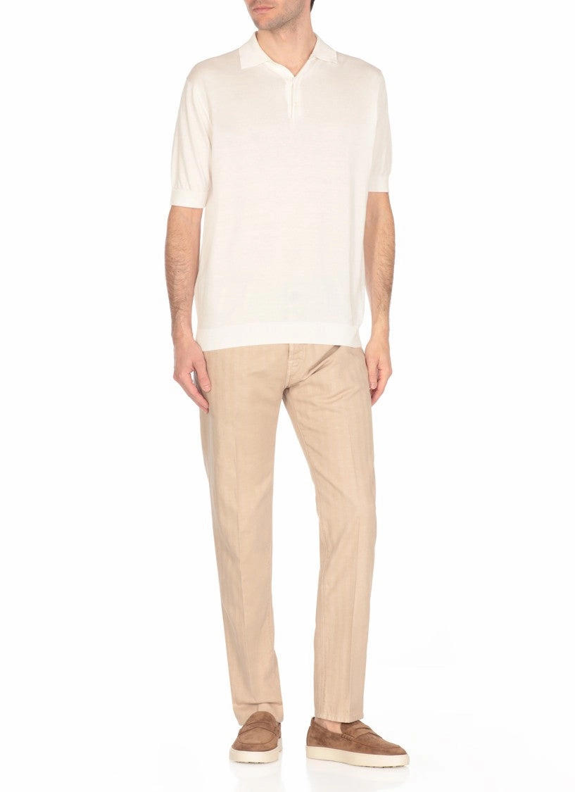 Beige Cotton Jeans