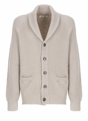 Beige Cotton Knitted Cardigan cashmere sweaters sale