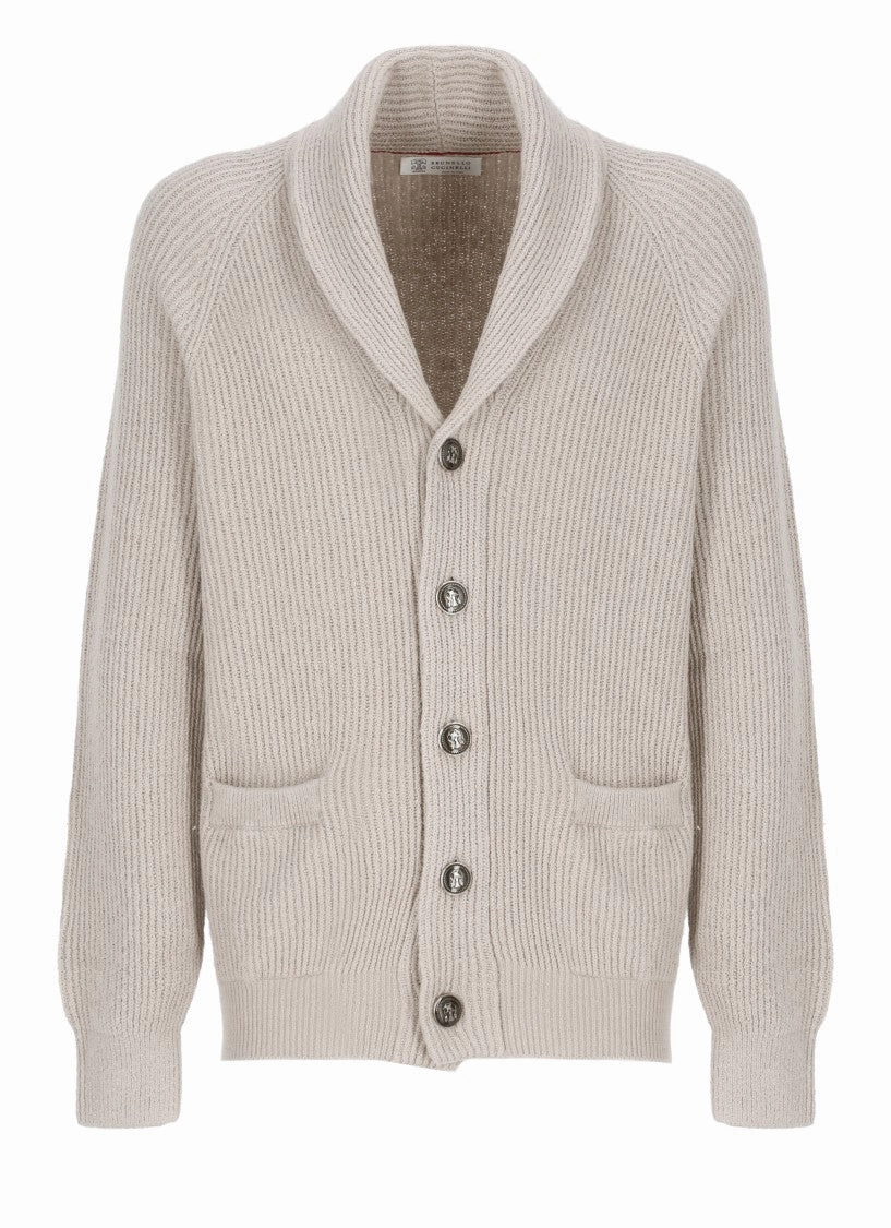 Beige Cotton Knitted Cardigan cashmere sweaters sale
