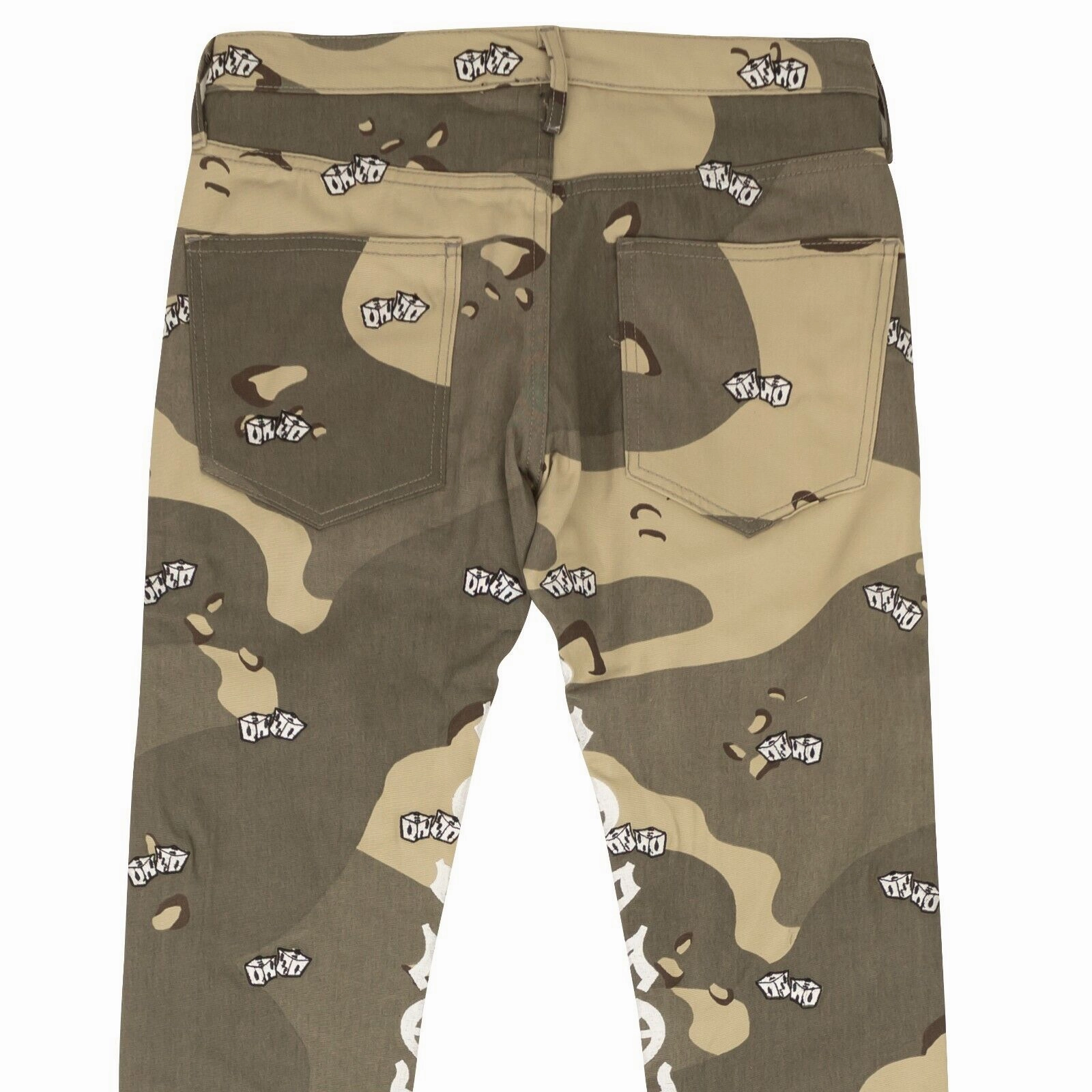 Beige Green Desert Camo Dice 5 Pocket Jeans