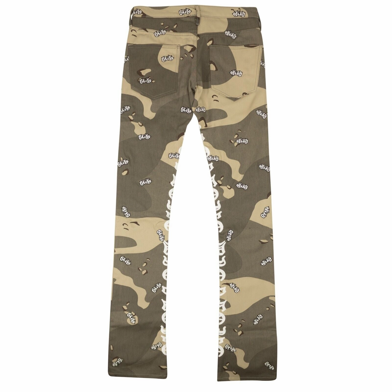 Beige Green Desert Camo Dice 5 Pocket Jeans