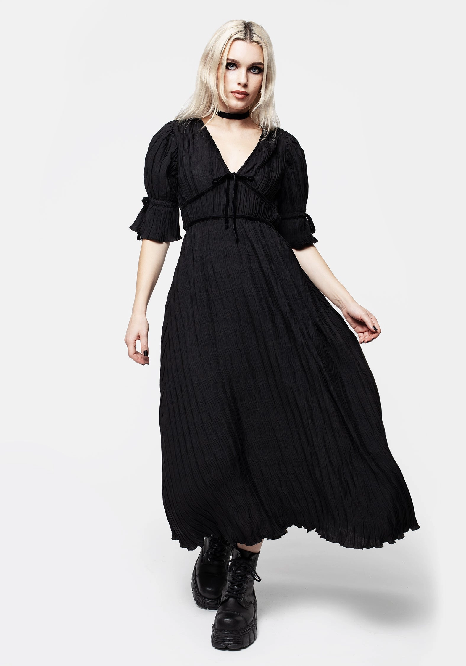 Belial Crinkle Velour Ribbon Midaxi Dress Dresses Womens - beach dresses cheap