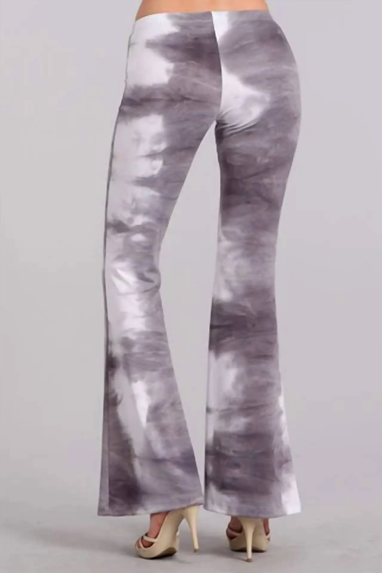 Bell Bottoms Yoga Stretch Pants In Grey/white