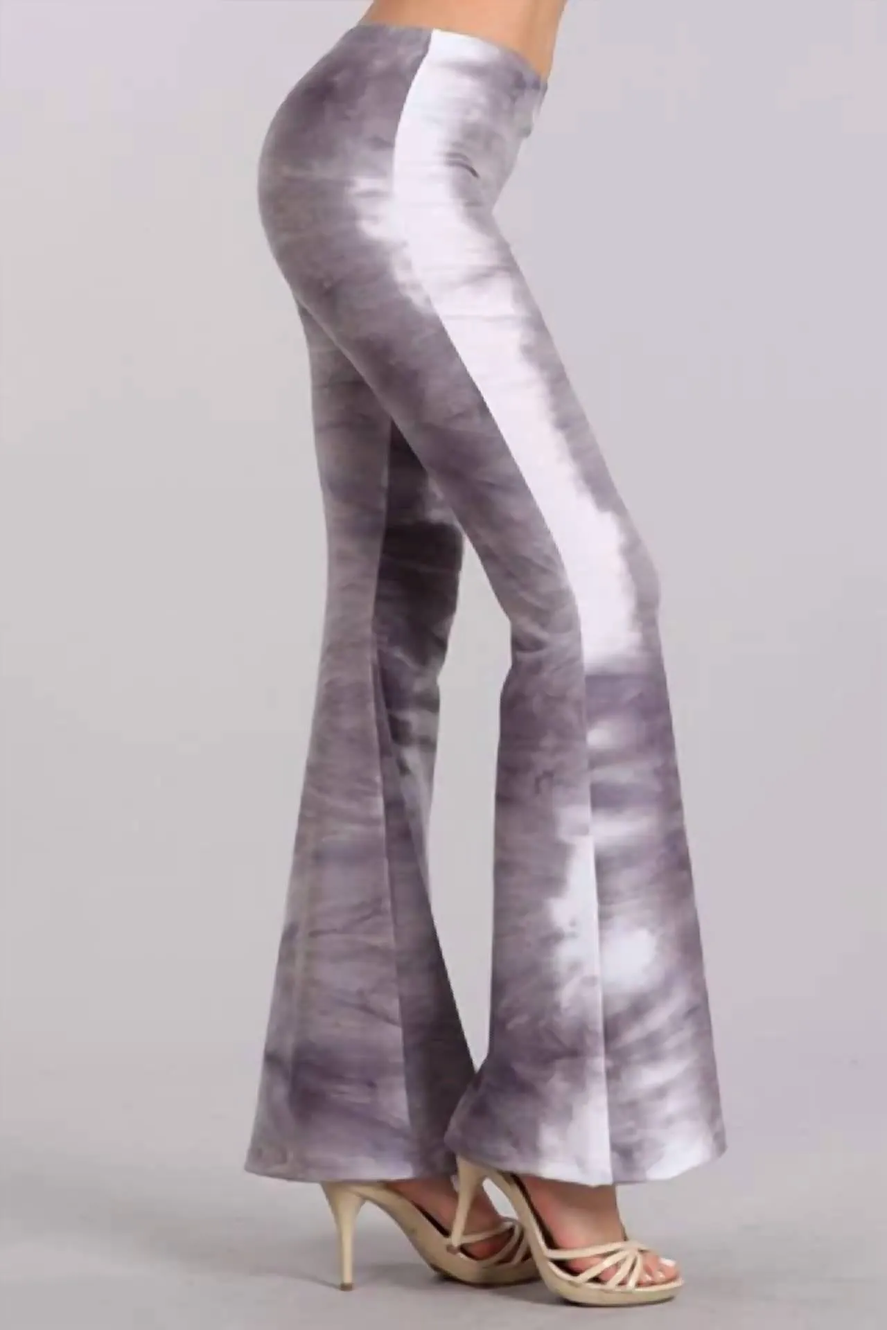 Bell Bottoms Yoga Stretch Pants In Grey/white