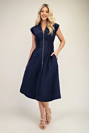 Belle Zipper Maxi Dress - Navy womens gowns outlet