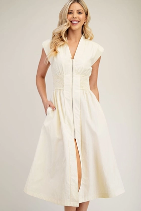 Belle Zipper Maxi Dress - White womens gowns outlet