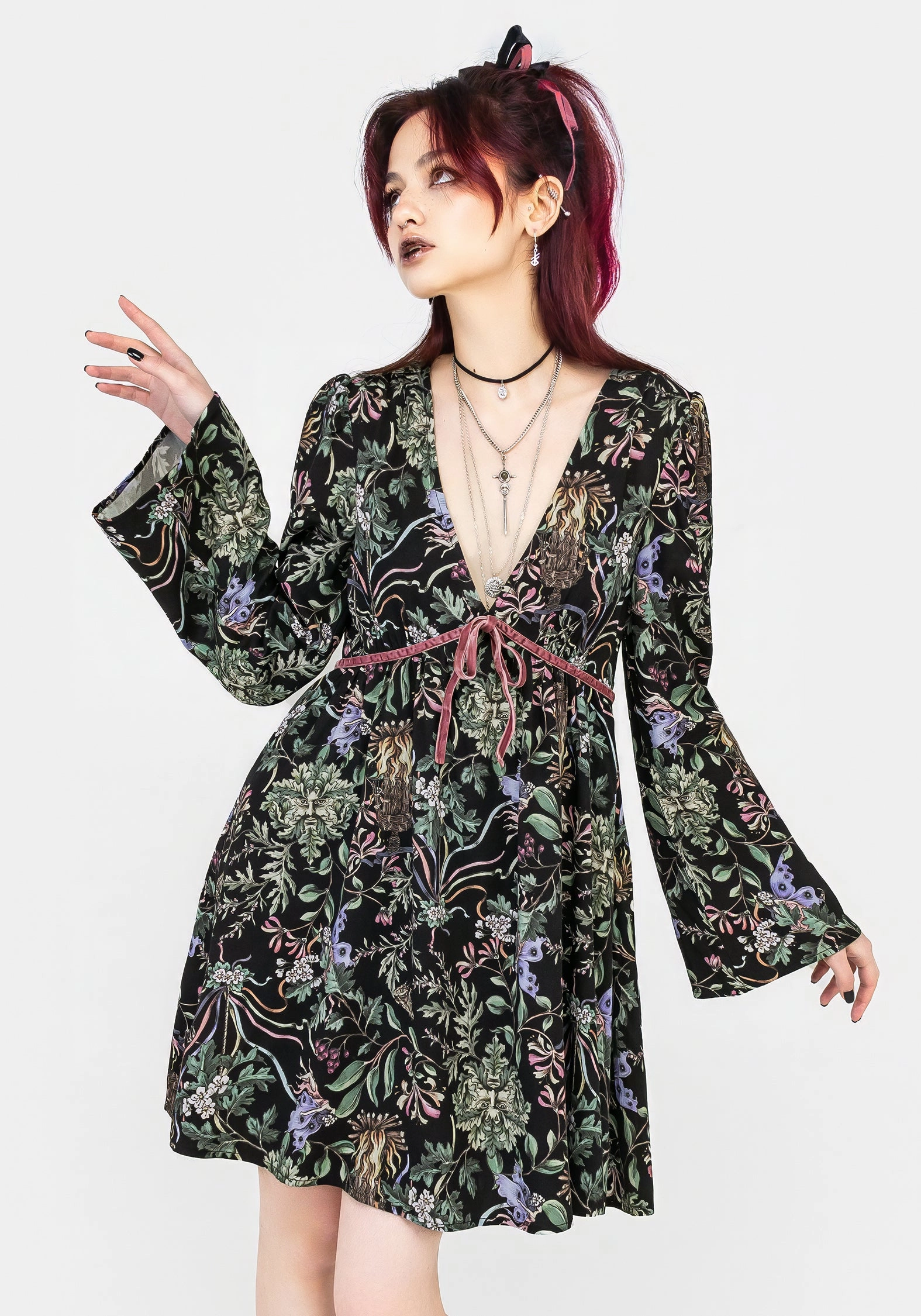 Beltane Flute Sleeve Mini Dress Dresses Womens - wedding guest outfits