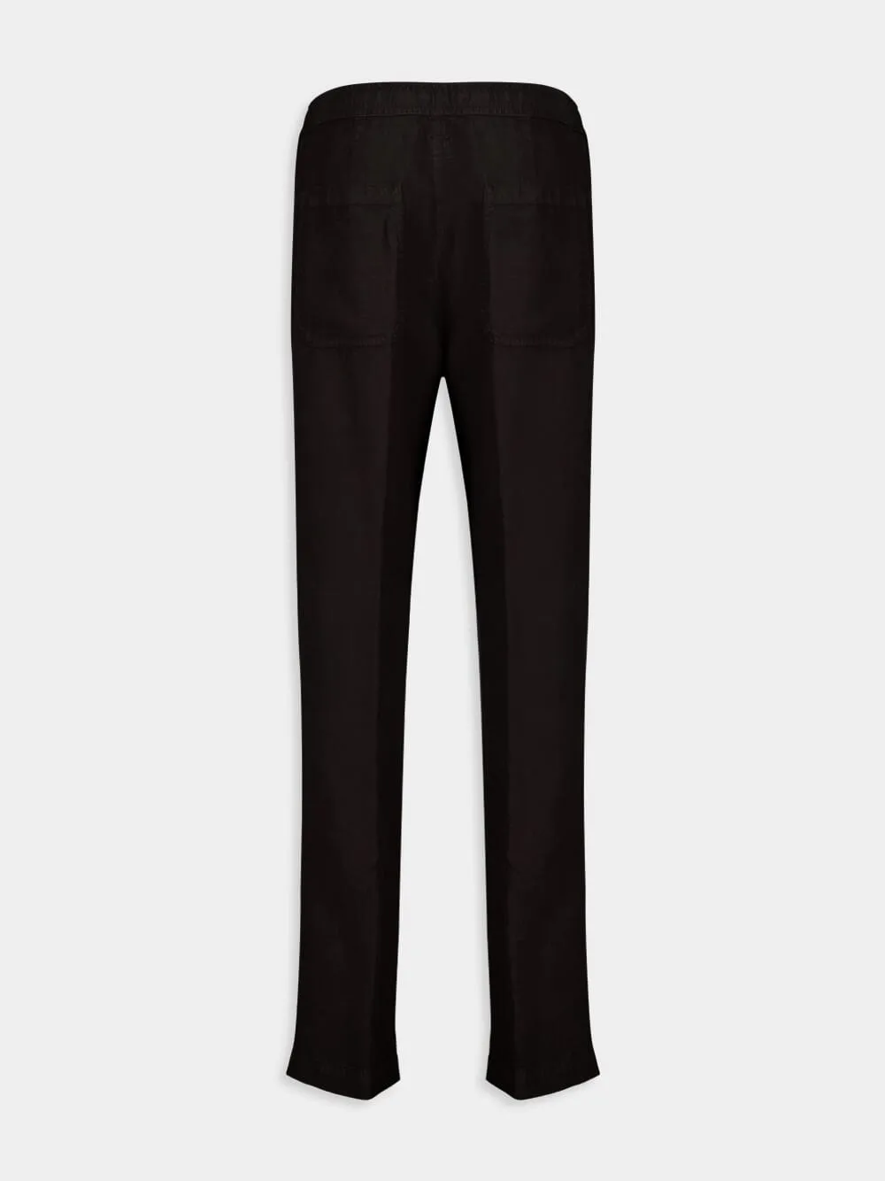 Black Casual Fit Linen Pants