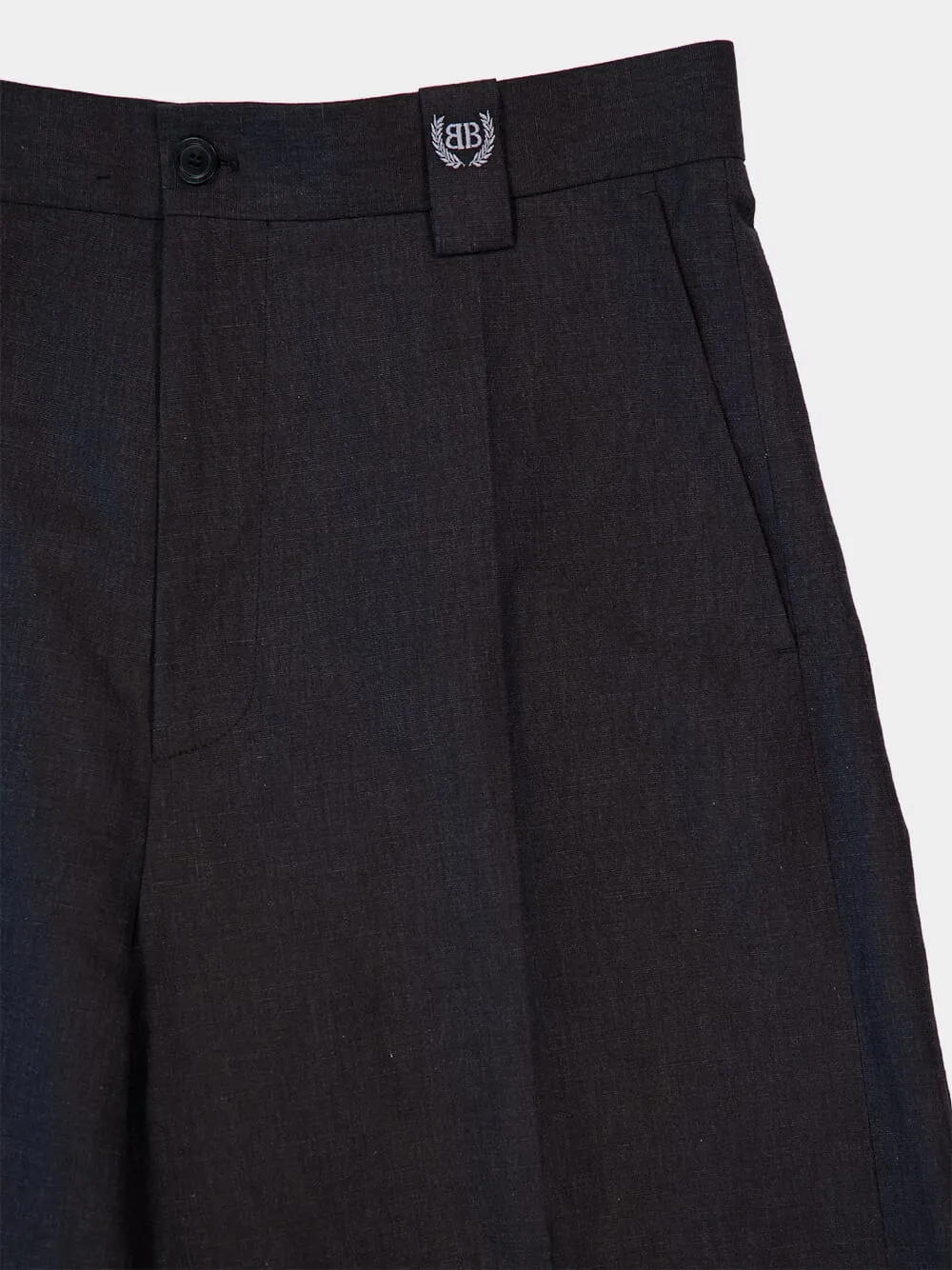 Black Cotton Large-Fit Trousers