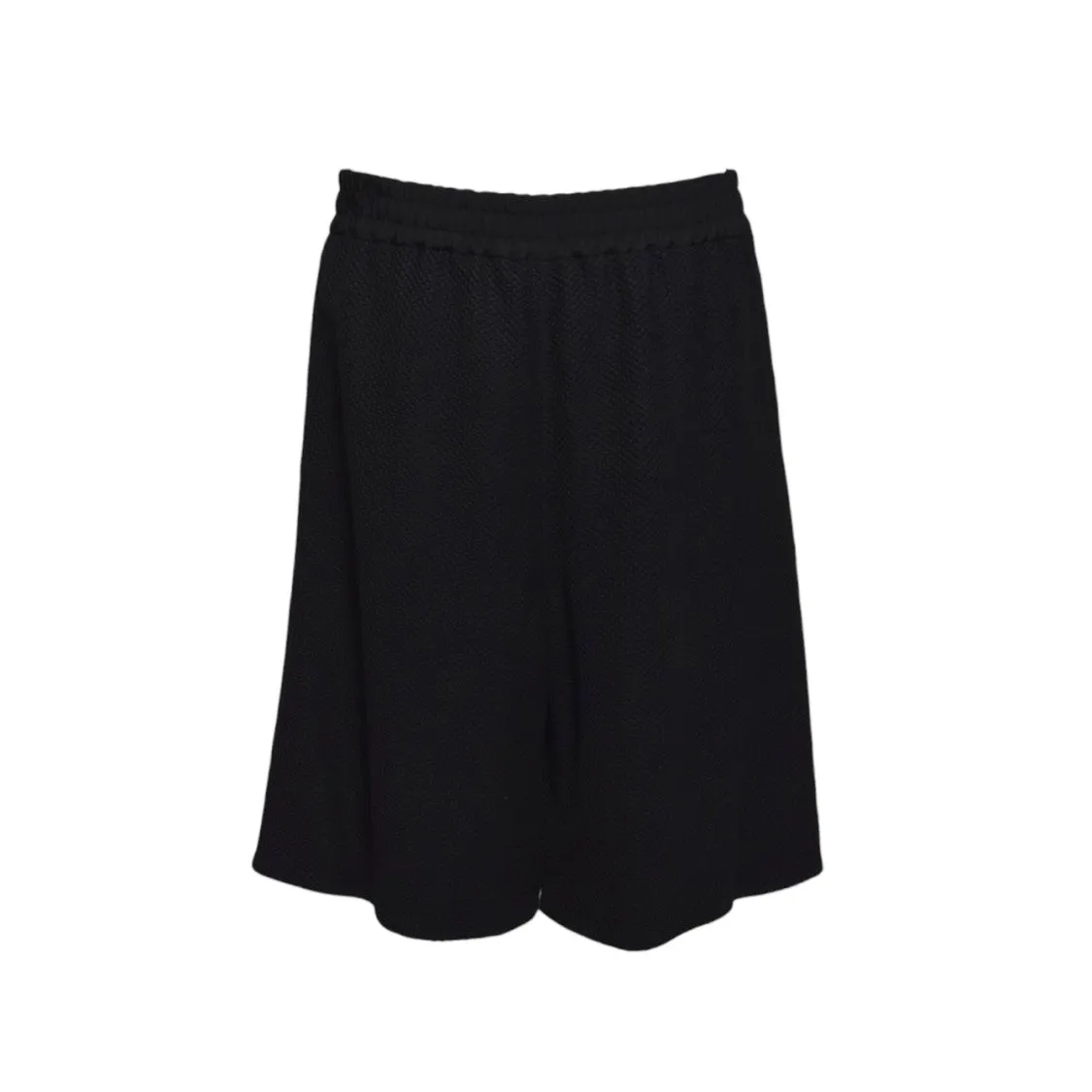 Black Cotton Textured Bermuda Shorts