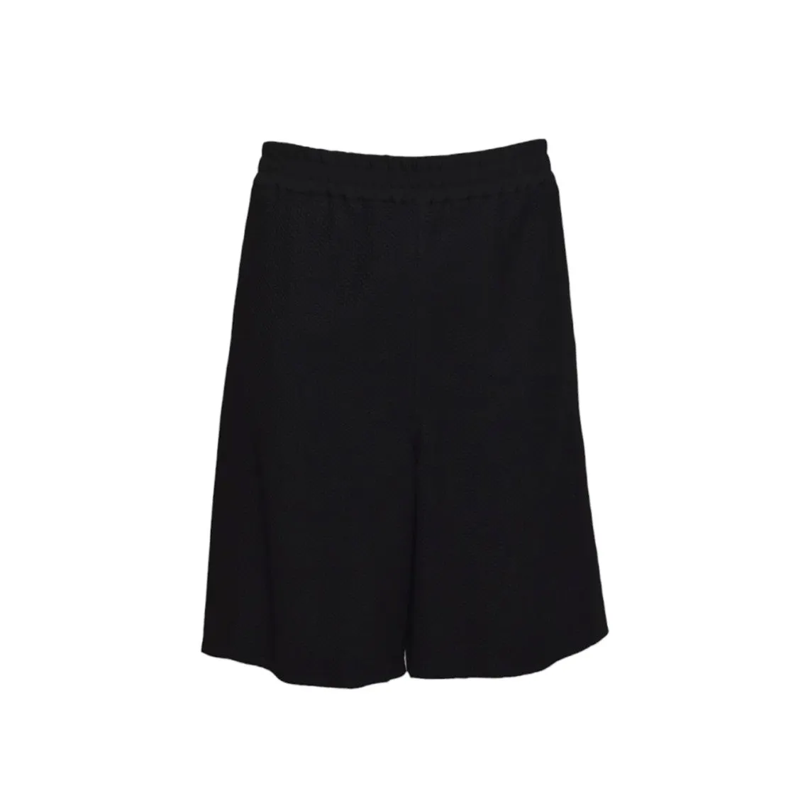 Black Cotton Textured Bermuda Shorts