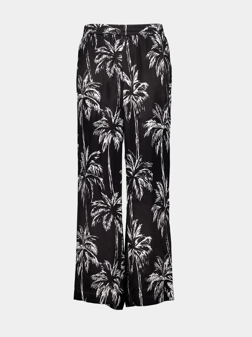 Black Palm Print Satin Pyjama Trousers Bottoms Mens - cheap mens shorts online