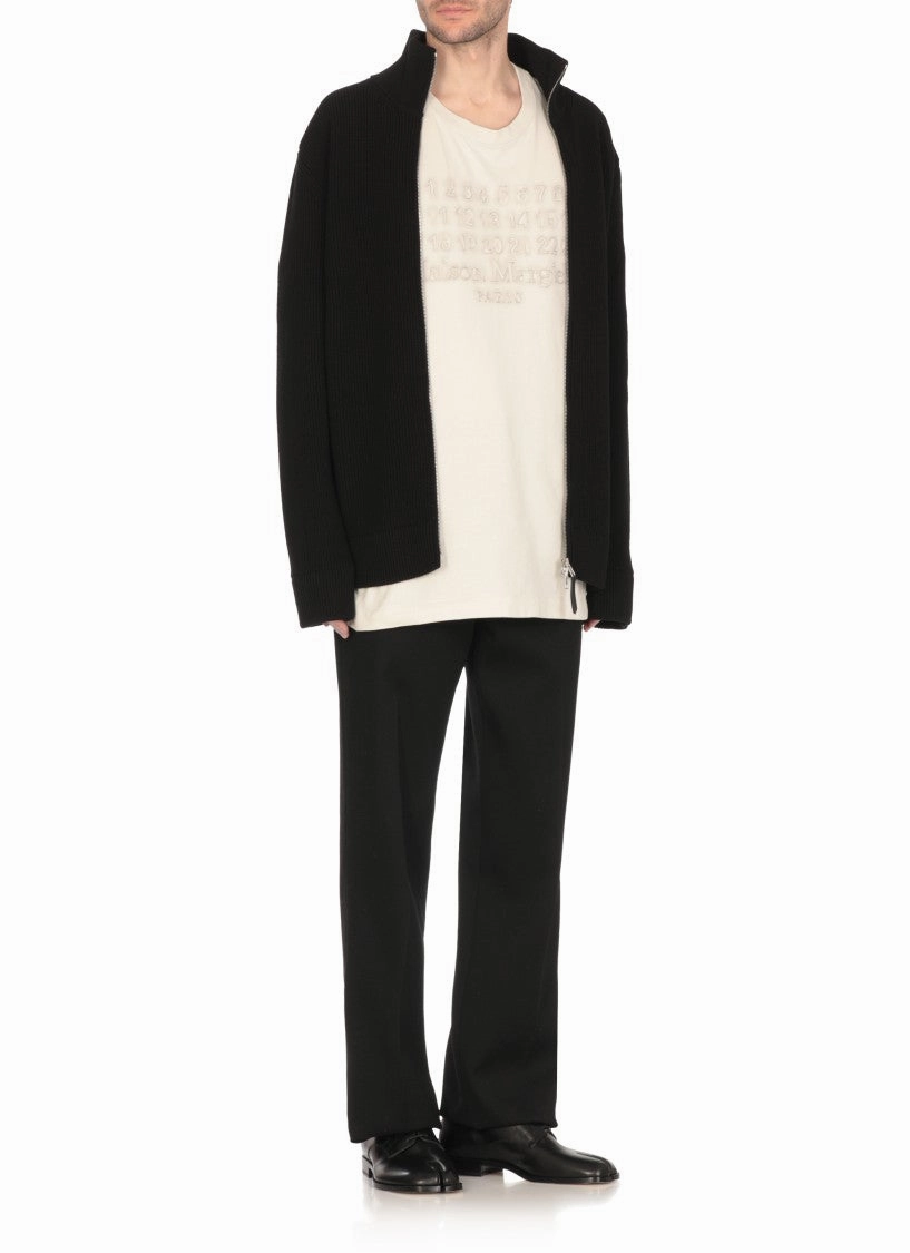 Black Cotton And Wool Cardigan