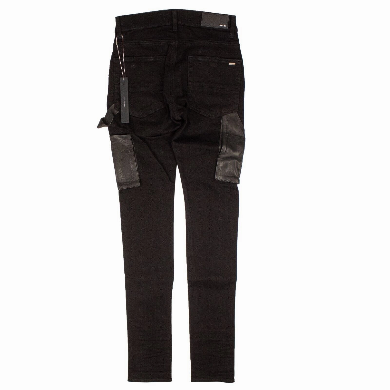 Black Denim Leather Workman Pants