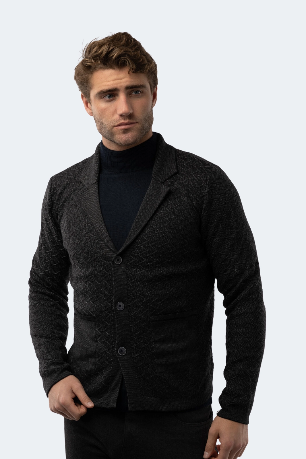 Black Knit Cardigan chunky knit discount
