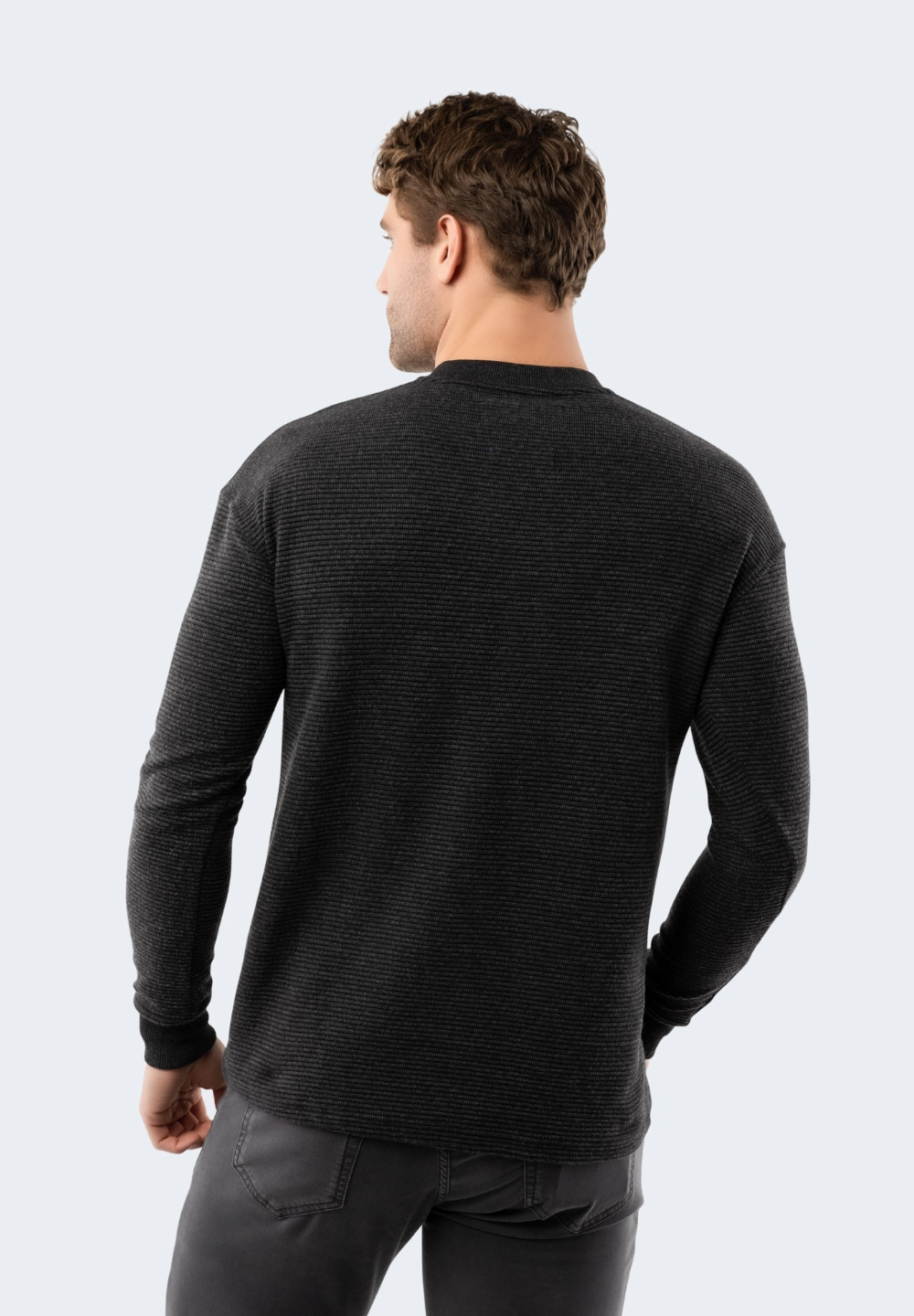 Black Waffle Stripe Quarter Zip