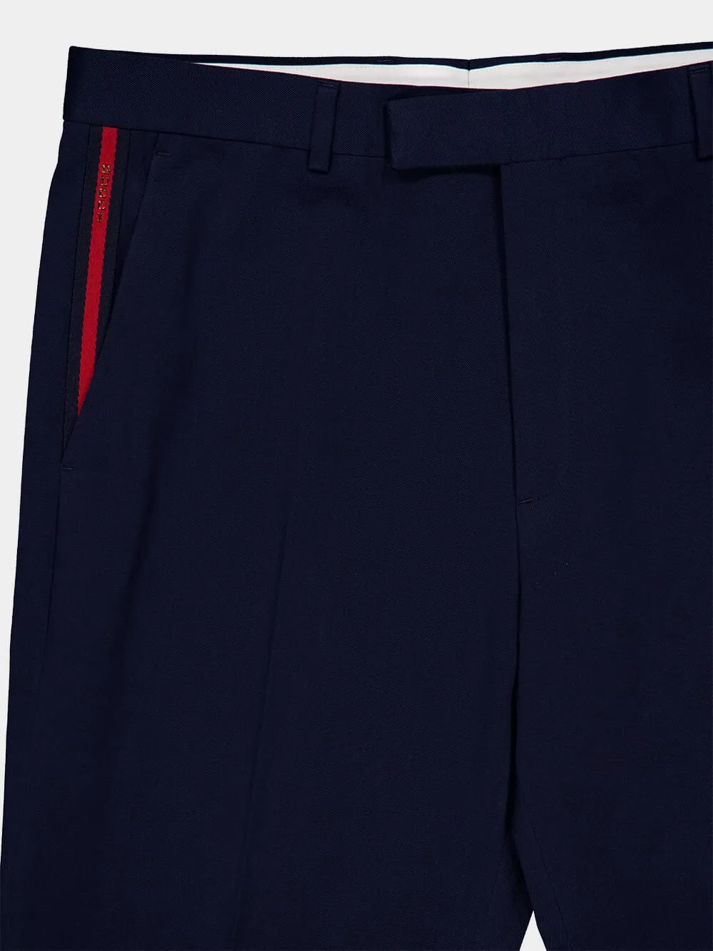 Blue Cotton Gabardine Pant with Web