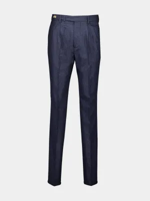 Blue Virgin Wool Flannel Trousers Bottoms Mens - cheap mens shorts online