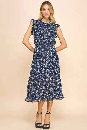 Blue Blossom Midi Dress maxi dresses clearance