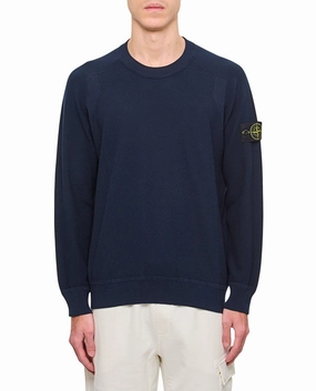 Blue Sweatshirt With Crew Neckline And Embroidered Logo winter sweaters outlet