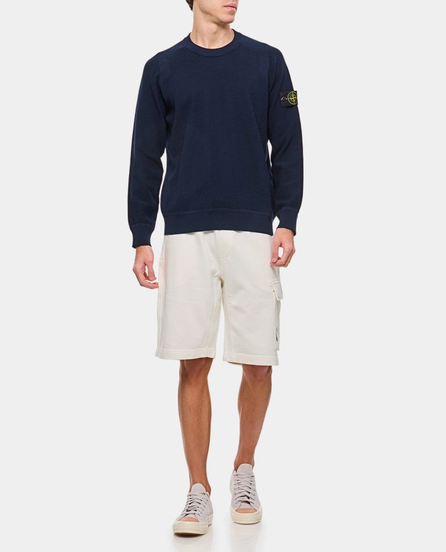 Blue Sweatshirt With Crew Neckline And Embroidered Logo