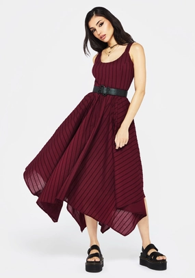 Blythe Cotton Handkerchief Hem Midaxi Dress - Burgundy Dresses Womens - summer dresses discount