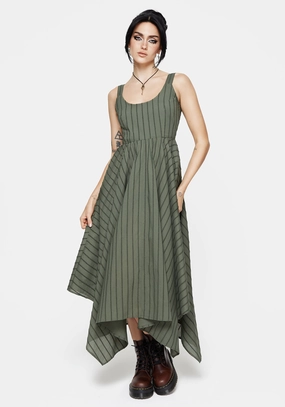 Blythe Cotton Handkerchief Hem Midaxi Dress - Green Dresses Womens - summer dresses discount