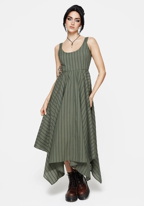 Blythe Cotton Handkerchief Hem Midaxi Dress - Green Dresses Womens - beach dresses cheap