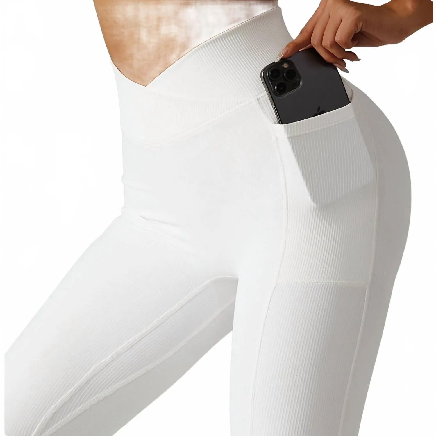 Body Pocket Leggings In White