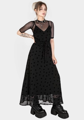 Bones Flocked Chiffon Maxi Cami Dress Dresses Womens - summer dresses discount