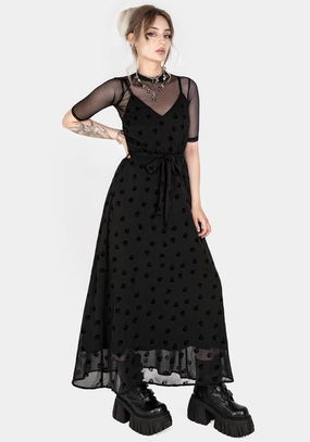 Bones Flocked Chiffon Maxi Cami Dress Dresses Womens - beach dresses cheap