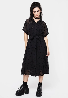 Bones Flocked Pintuck Chiffon Midi Shirt Dress Dresses Womens - formal gowns cheap