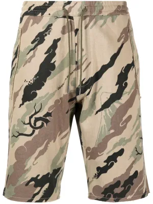 Bonsai Forest-Print Cotton Shorts cheap mens pants online