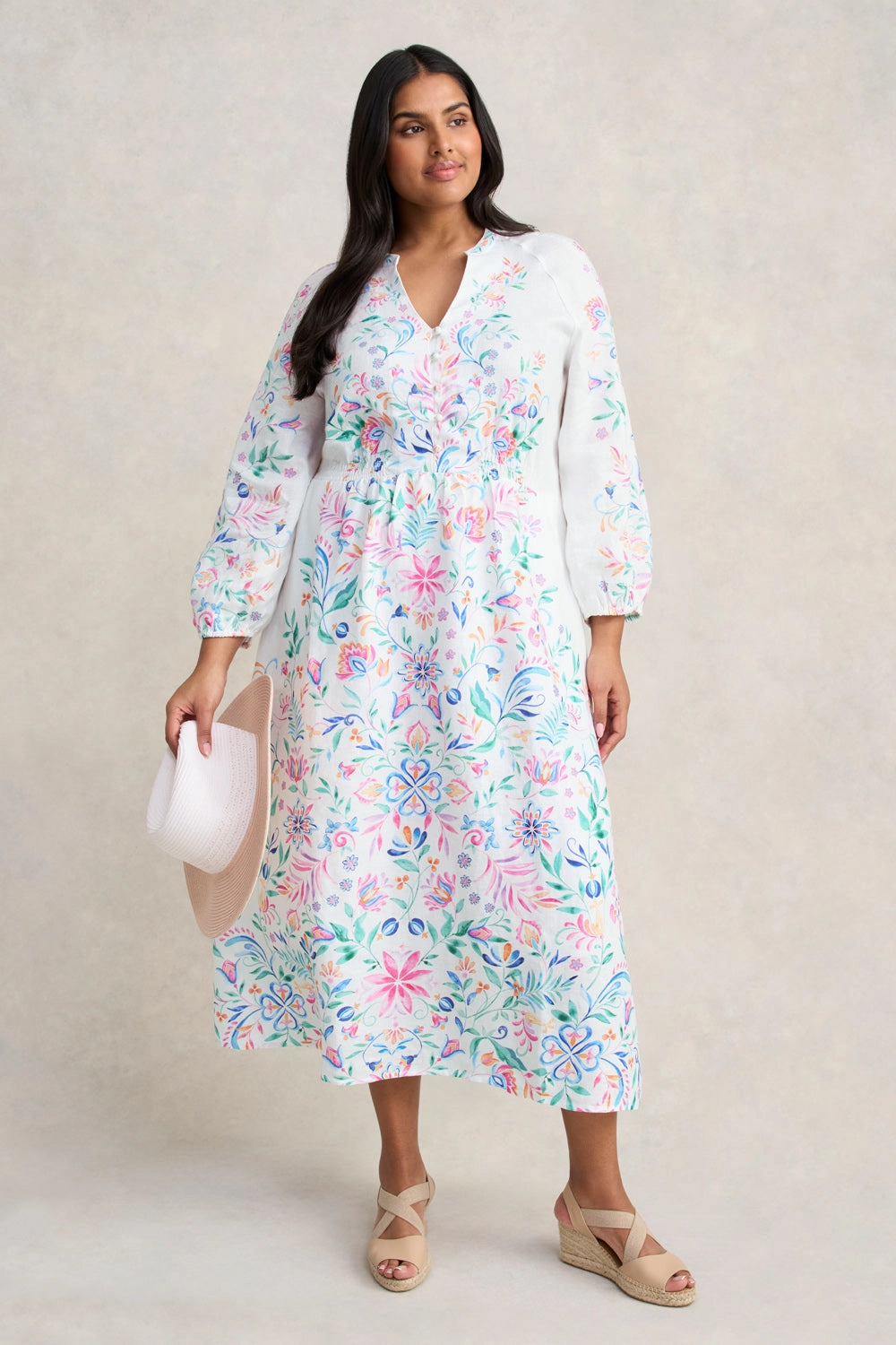 Border Print Midi Dress - Jeanne Border Print