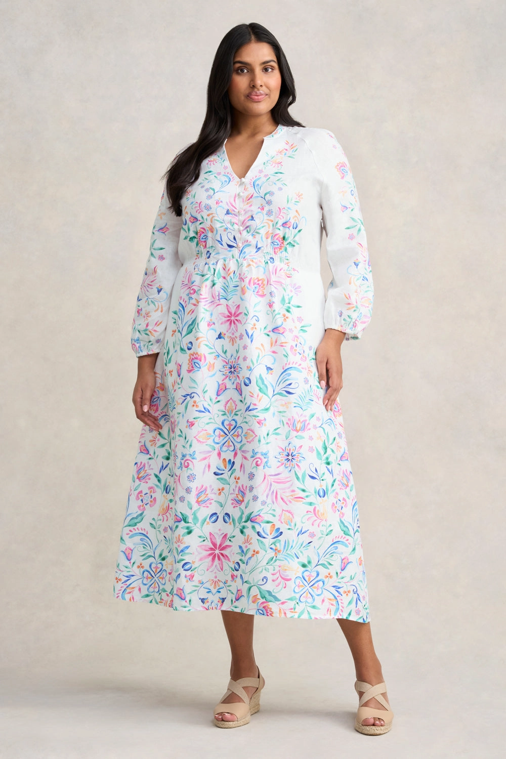 Border Print Midi Dress - Jeanne Border Print
