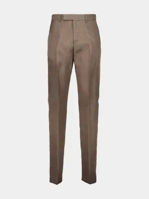 Brown Straight-Fit Pleated Trousers Bottoms Mens - cheap mens shorts online