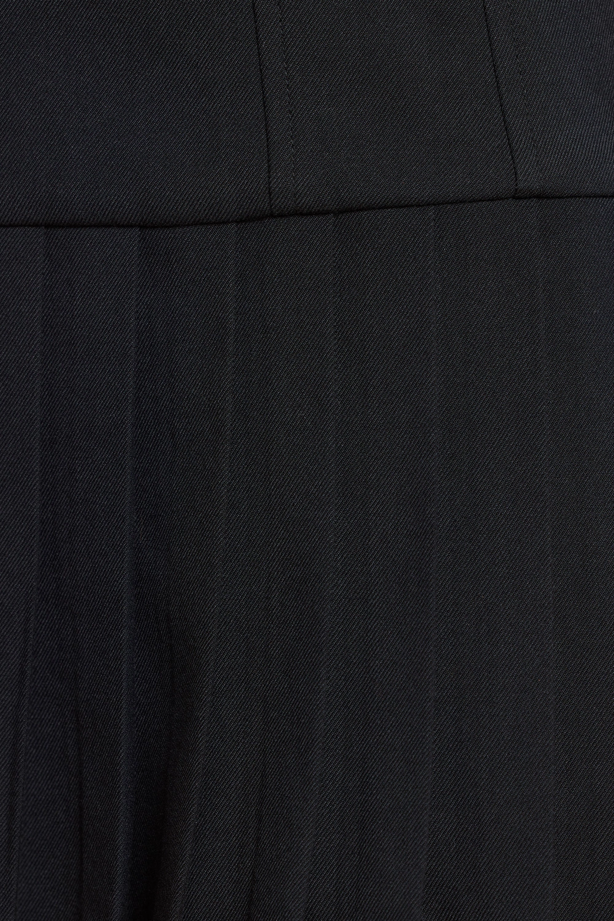 Brushed Twill Drop Waist Kilt Mini Dress in Black