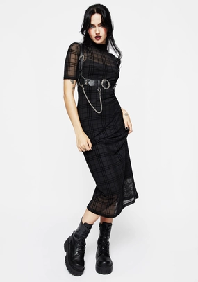 Buffy Flocked Velour Check Mesh Bodycon Midaxi Dress Dresses Womens - formal gowns cheap